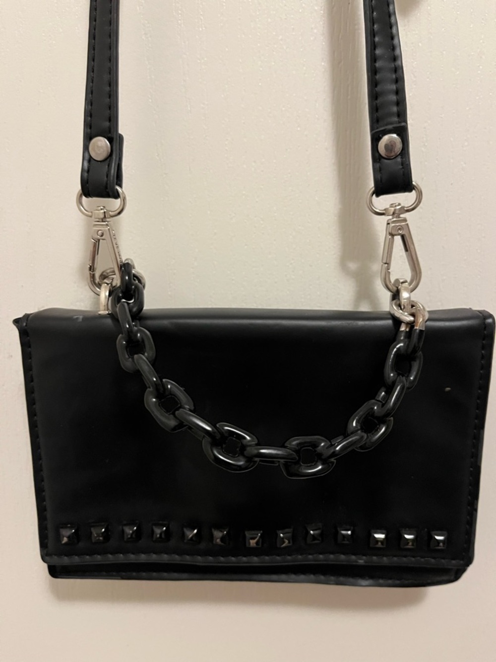 Black Studded Chain Shoulder Bag